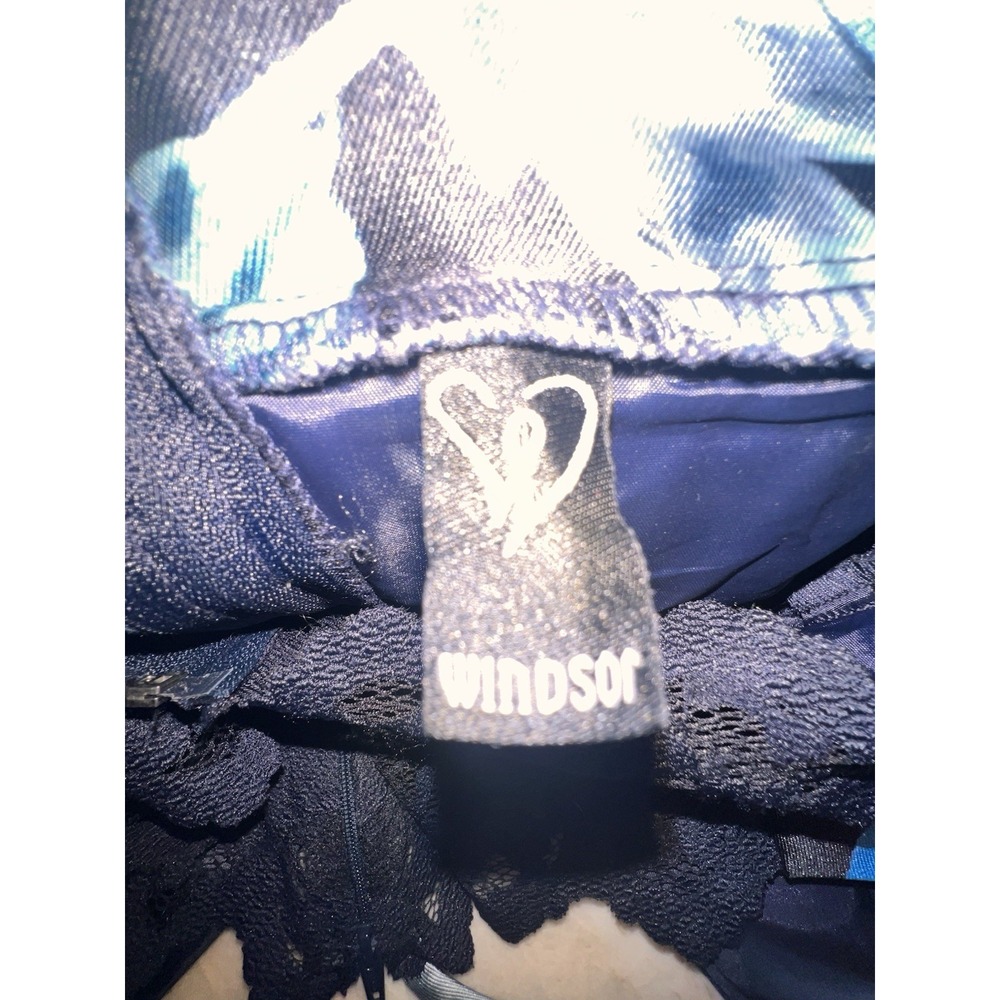 Windsor Satin Blue Floral Print Cocktail Party Dress Sz 5/6 - Picture 9 of 9